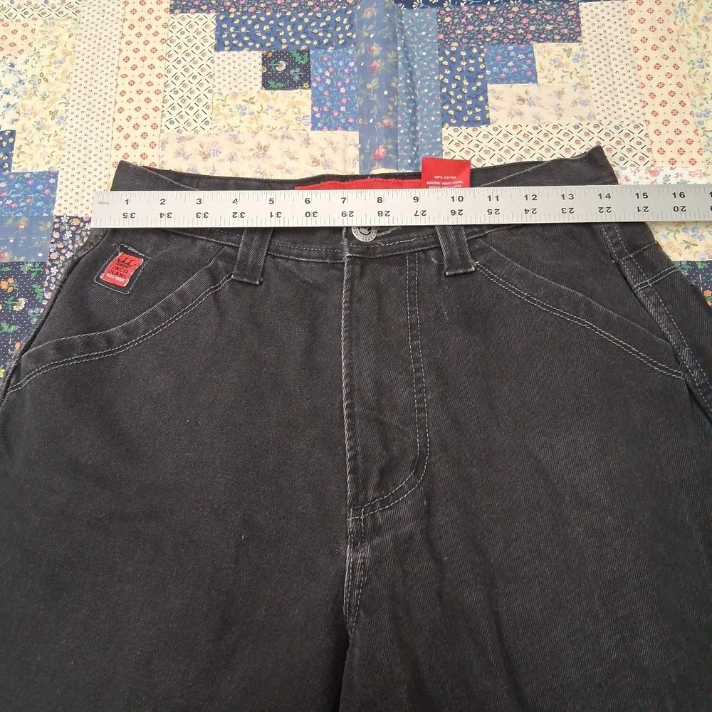 y2k Jnco Black Denim‎ Jeans Size 29x30 Gothic Spellout Double Back Pockets Wide